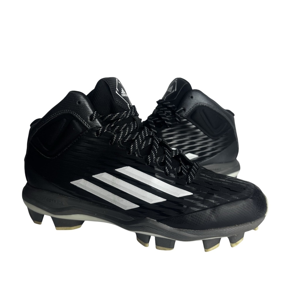 Adidas Cleats Men's 8 Black White Mid Top Performance Poweralley 3 Baseball Shoe
